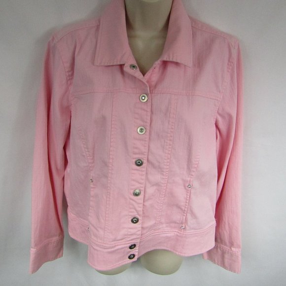 Christopher & Banks Jackets & Blazers - Women's | Large | Christopher & Banks | Pink | Stretch |Jean Jacket